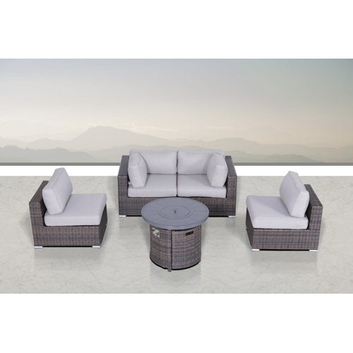 Wade Logan® Cleo Fully Assembled 5 Piece Rattan Sectional Seating Group